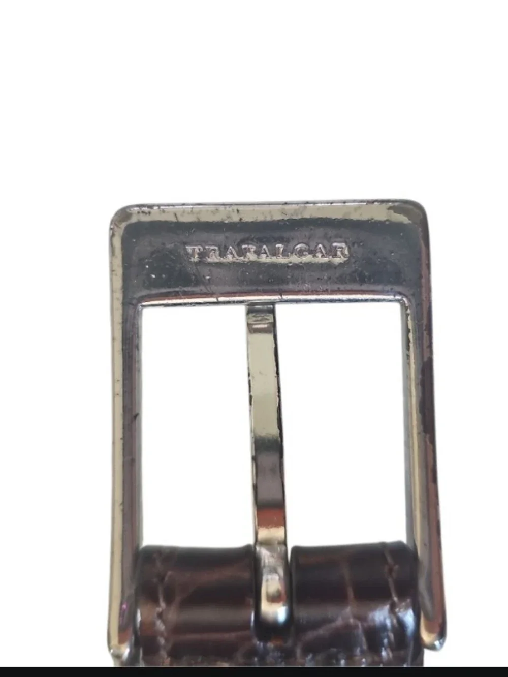 Trafalgar Italian Calfskin Leather Belt Brown Croc Embossed USA Men 38 Dress